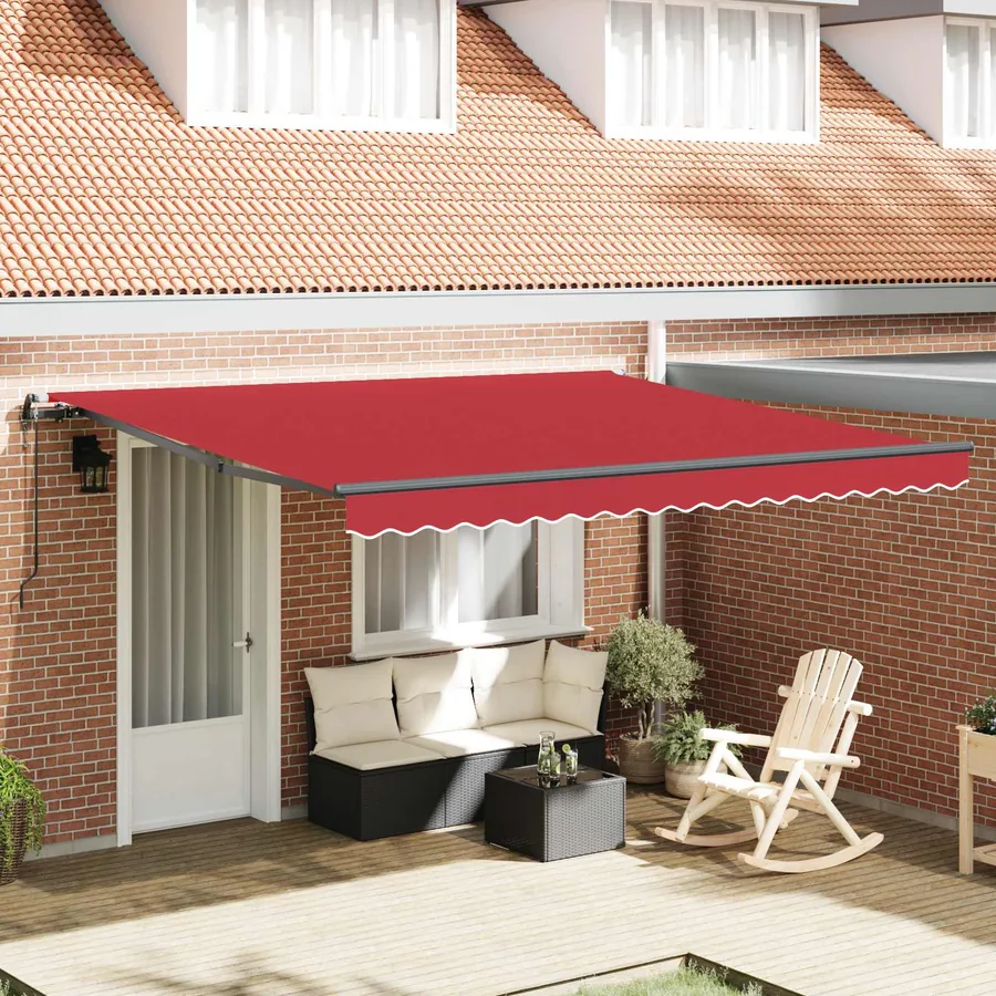 Auvent rétractable Rouge 400 × 300 cm Tissu et Aluminium