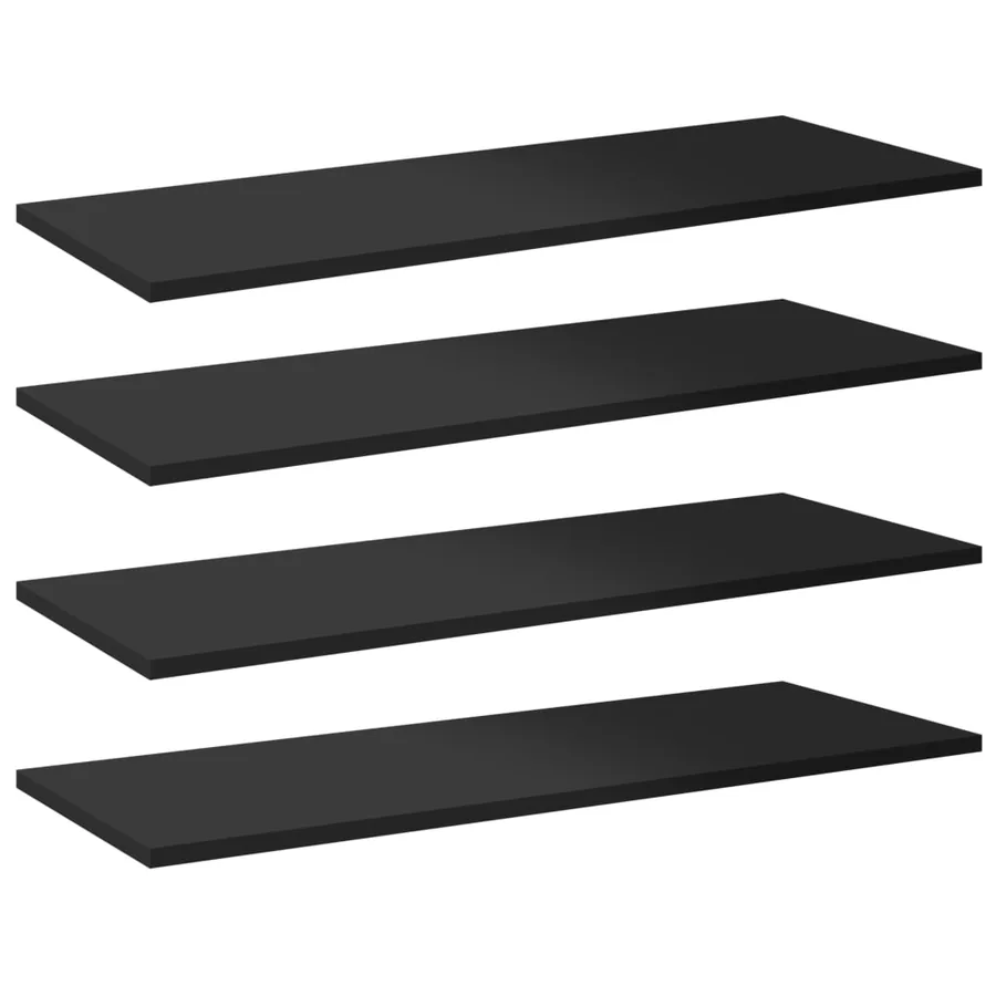 Panneaux bibliothèque 8 pcs Noir brillant 80x30x1,5cm Aggloméré - 2