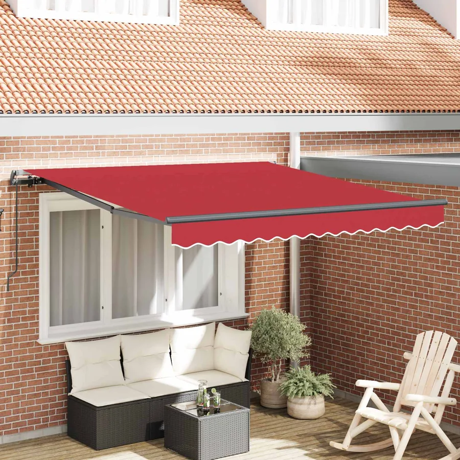 Auvent rétractable Rouge 350 x 250 cm Polyester et Aluminium