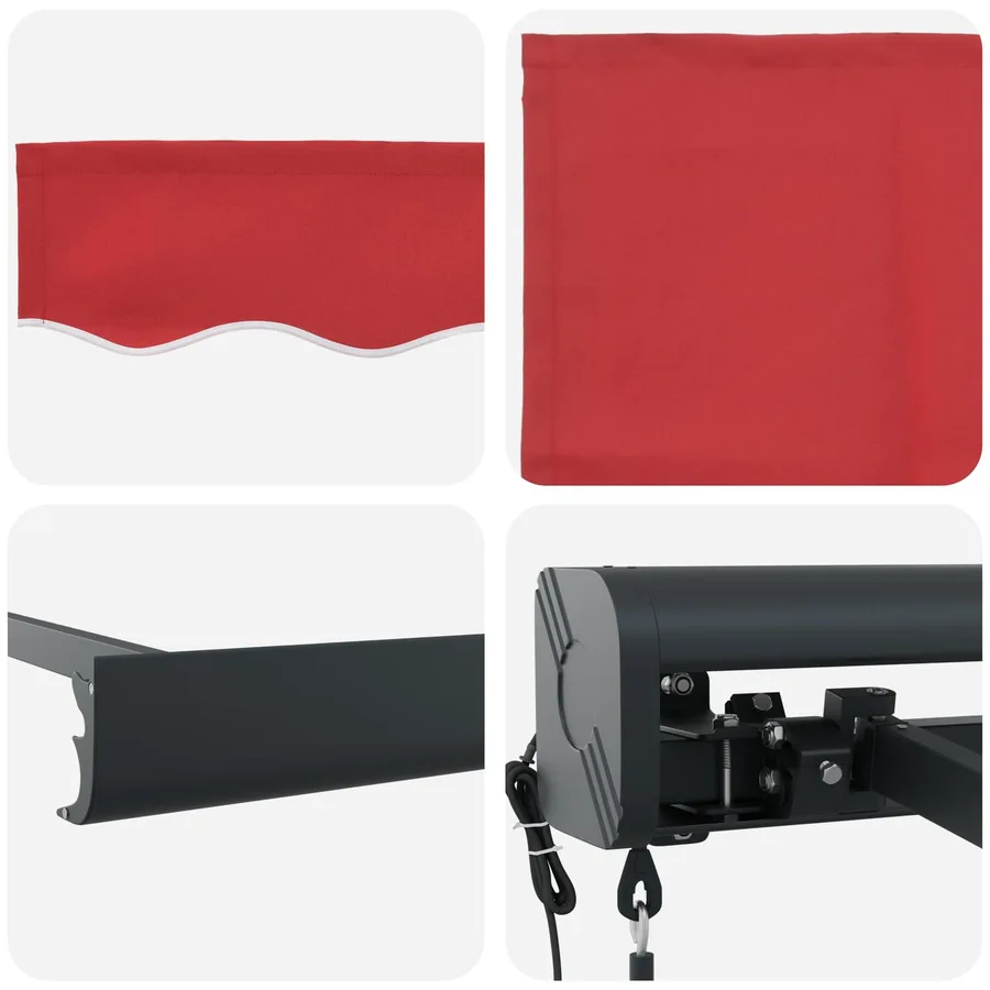 Auvent rétractable Rouge 350 x 250 x 165 cm Tissu et Métal - 6