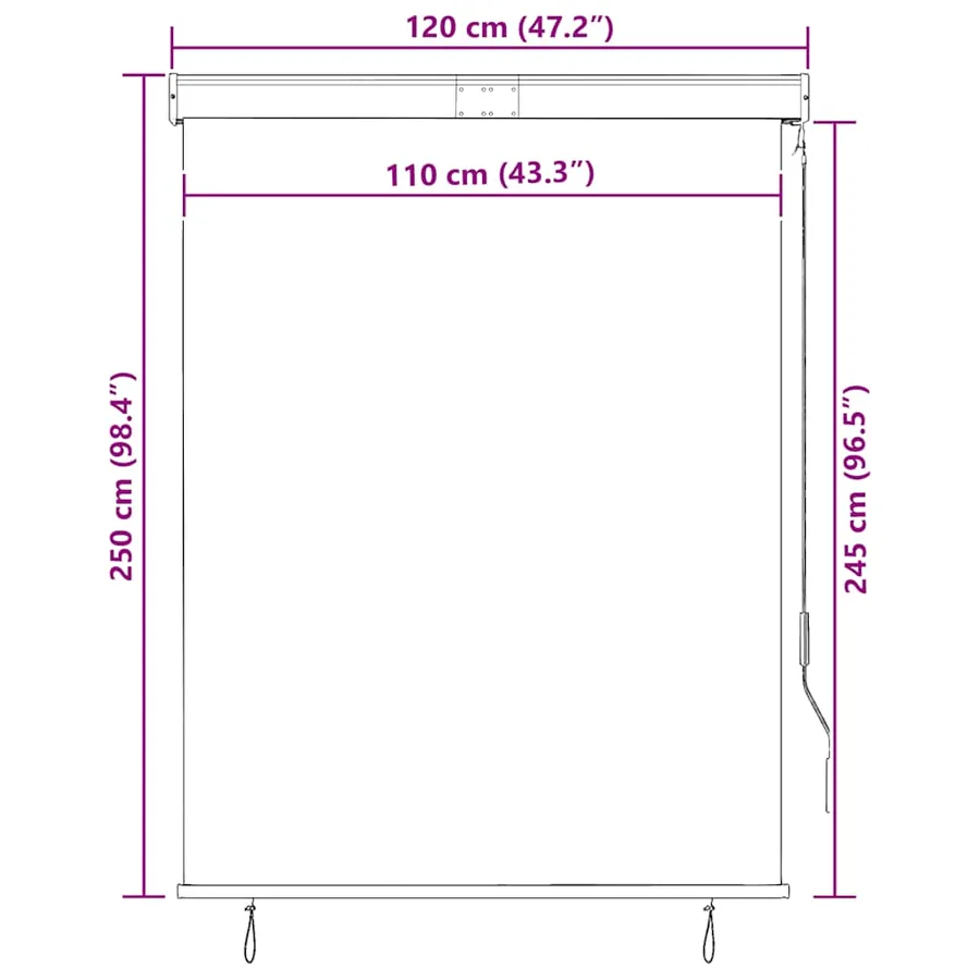 Store roulant d'extérieur 120 x 250 cm Anthracite - 10