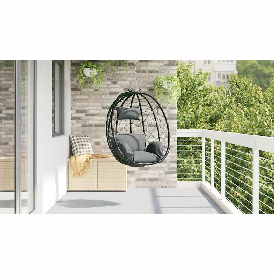 Chaise suspendue Anthracite 91,5 x 54,5 x 107 cm polyrotin - 4