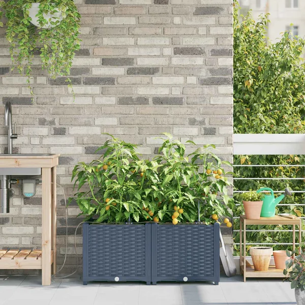 Cache-pot de jardin 2 pc Gris 80 x 40 x 37,5 cm PP