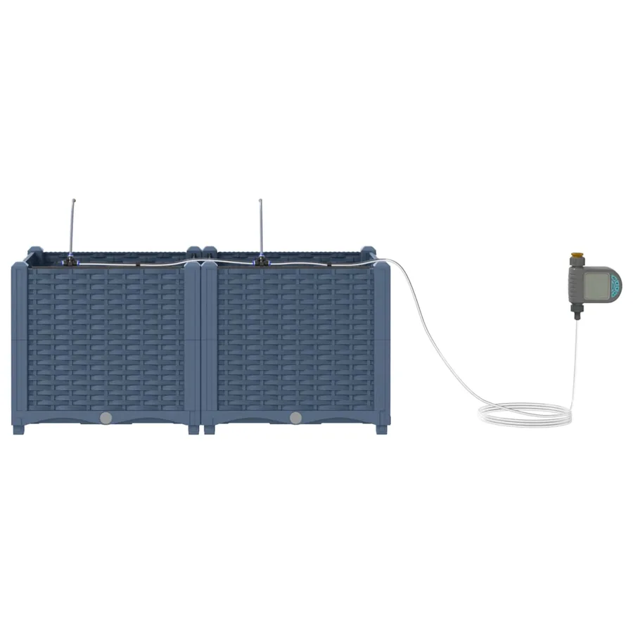 Cache-pot de jardin 2 pc Gris 80 x 40 x 37,5 cm PP - 4