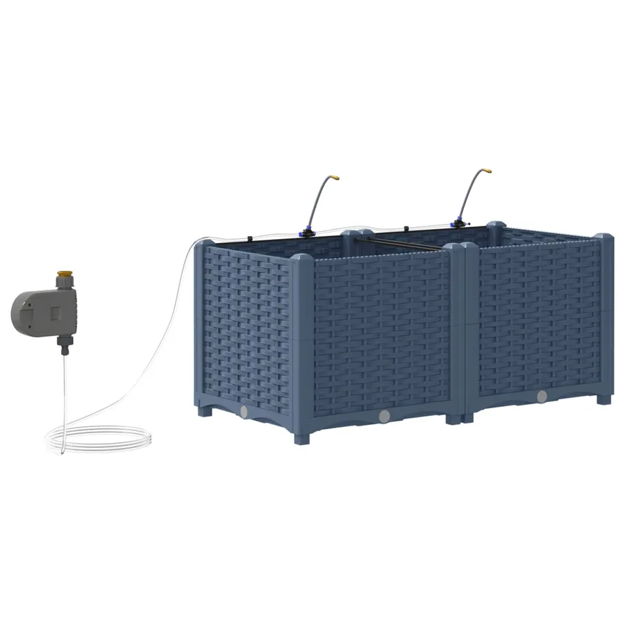 Cache-pot de jardin 2 pc Gris 80 x 40 x 37,5 cm PP - 6