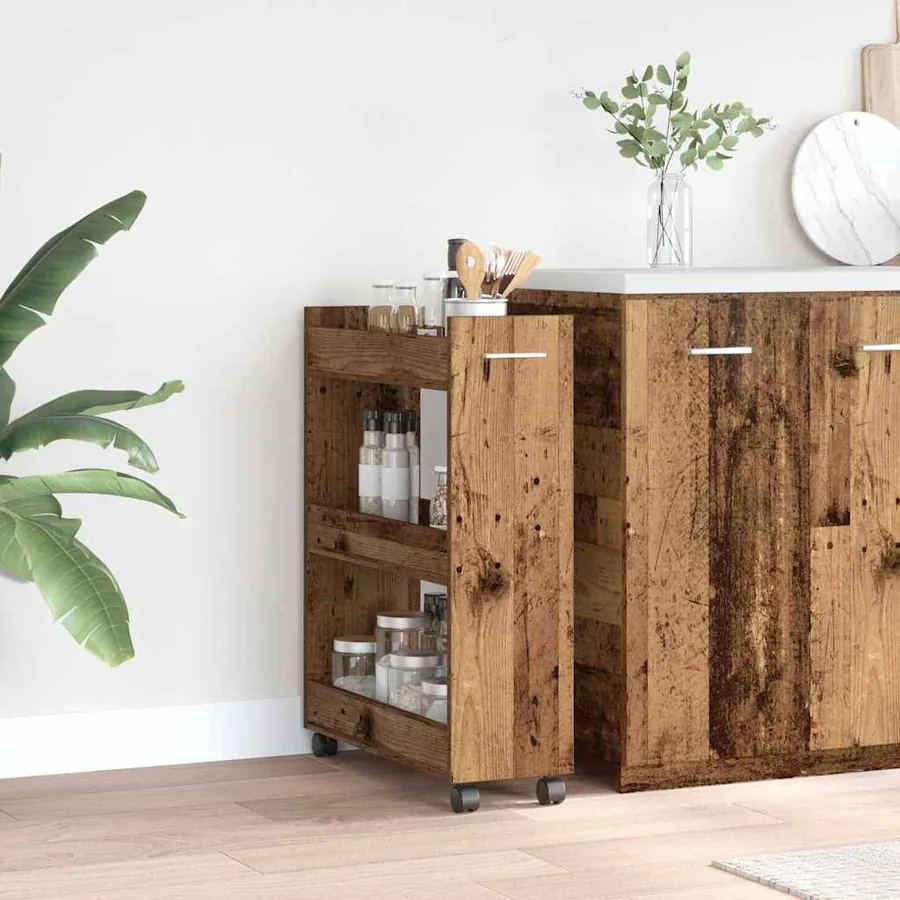 Armoire avec roue Bois ancien 60 x 22 x 79 cm