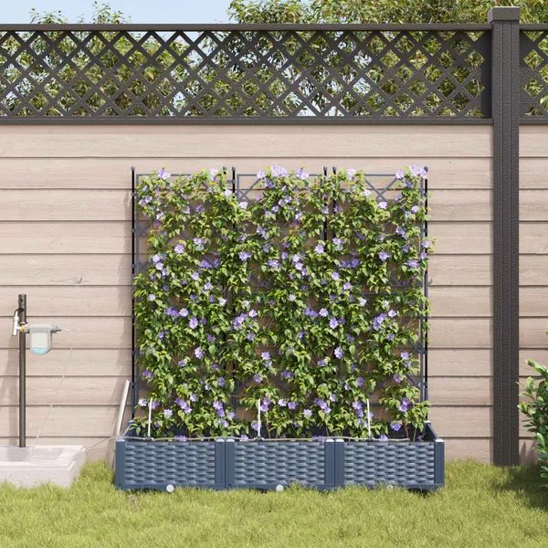 Cache-pot de jardin 3 pc Gris 120 x 40 x 126 cm PP