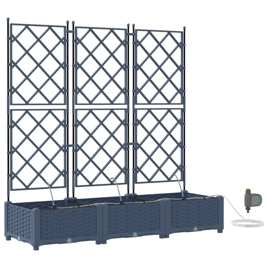 Cache-pot de jardin 3 pc Gris 120 x 40 x 126 cm PP - 2