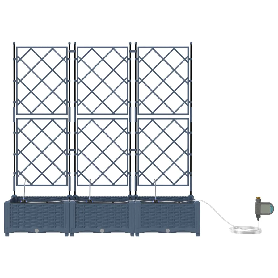 Cache-pot de jardin 3 pc Gris 120 x 40 x 126 cm PP - 4