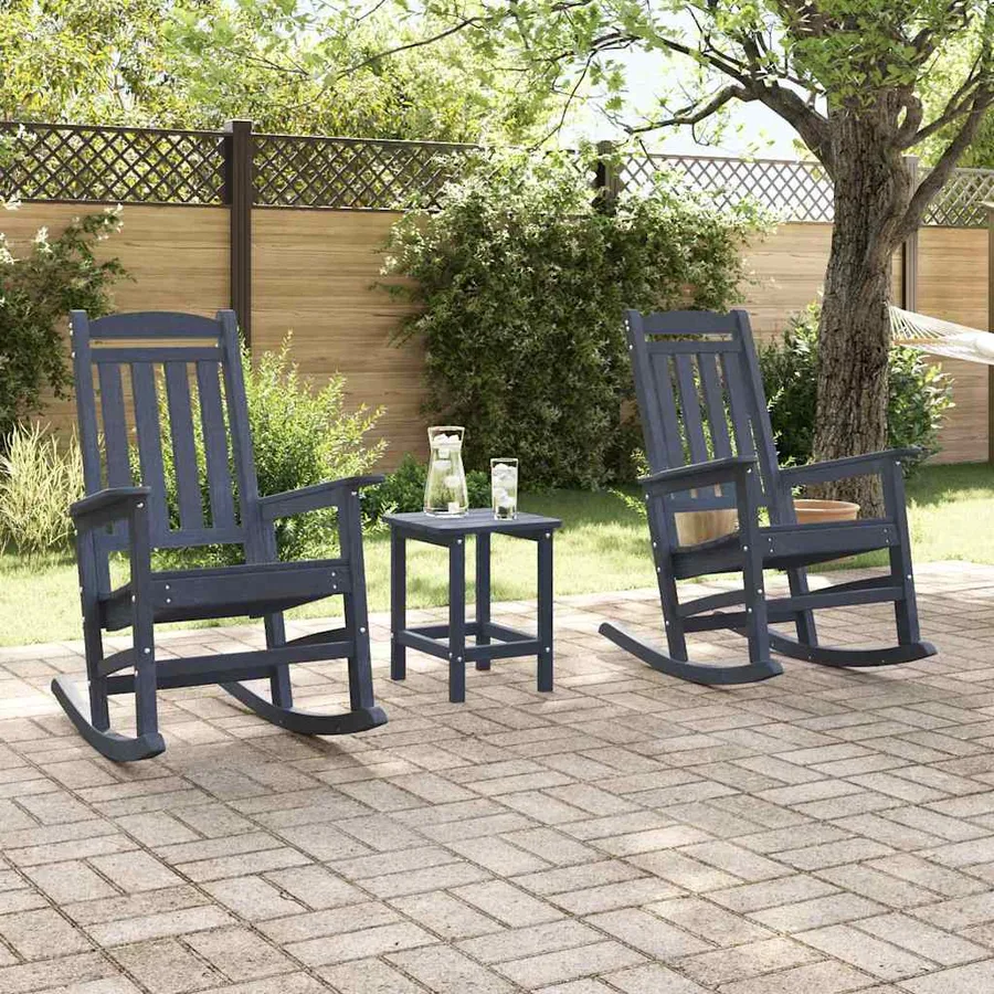 Chaise à bascule 2 pcs Bleu marine 92 x 70 x 108 cm - 3