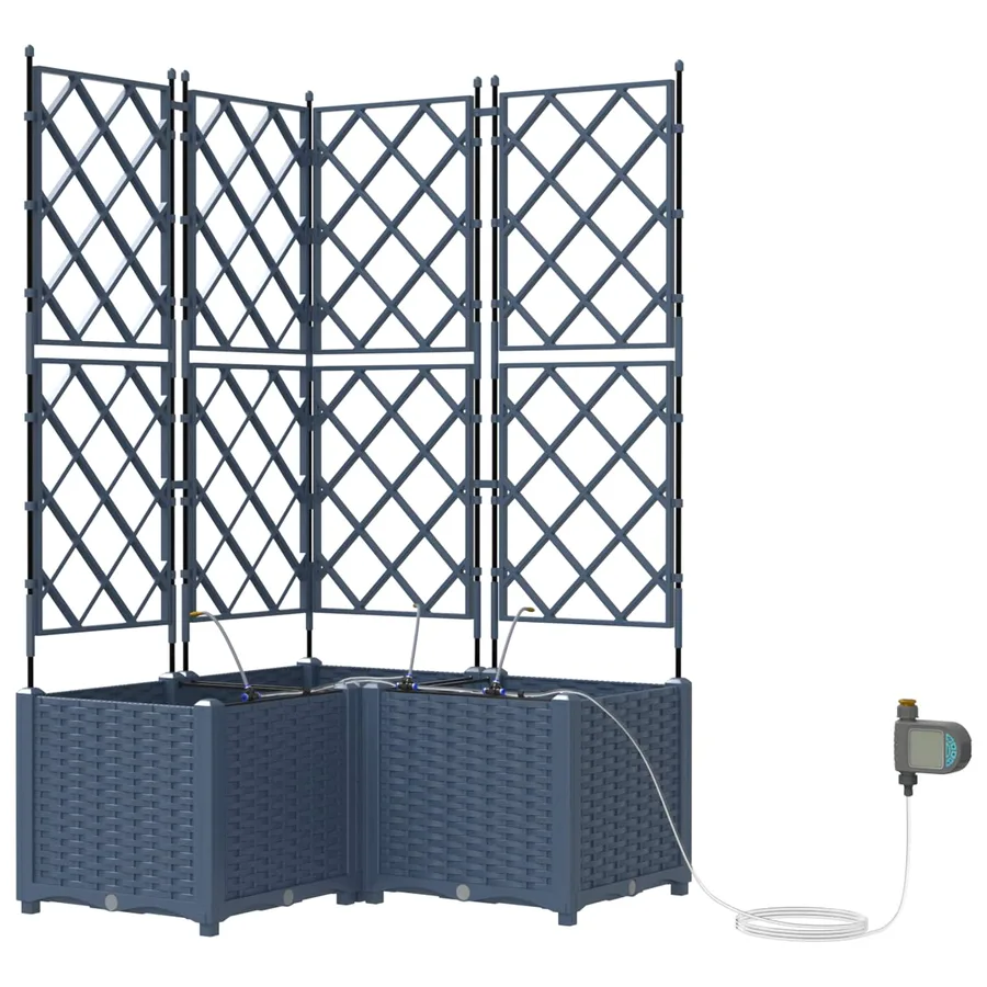 Cache-pot de jardin 3 pc Gris 80 x 80 x 142 cm PP - 2
