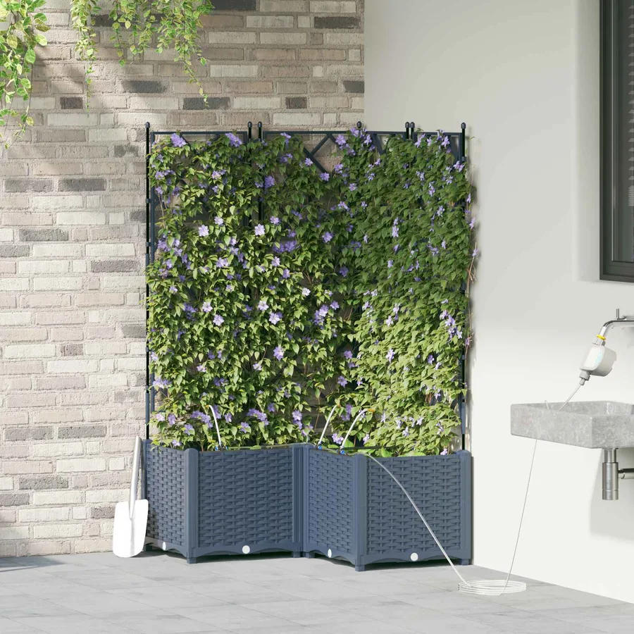 Cache-pot de jardin 3 pc Gris 80 x 80 x 142 cm PP - 3
