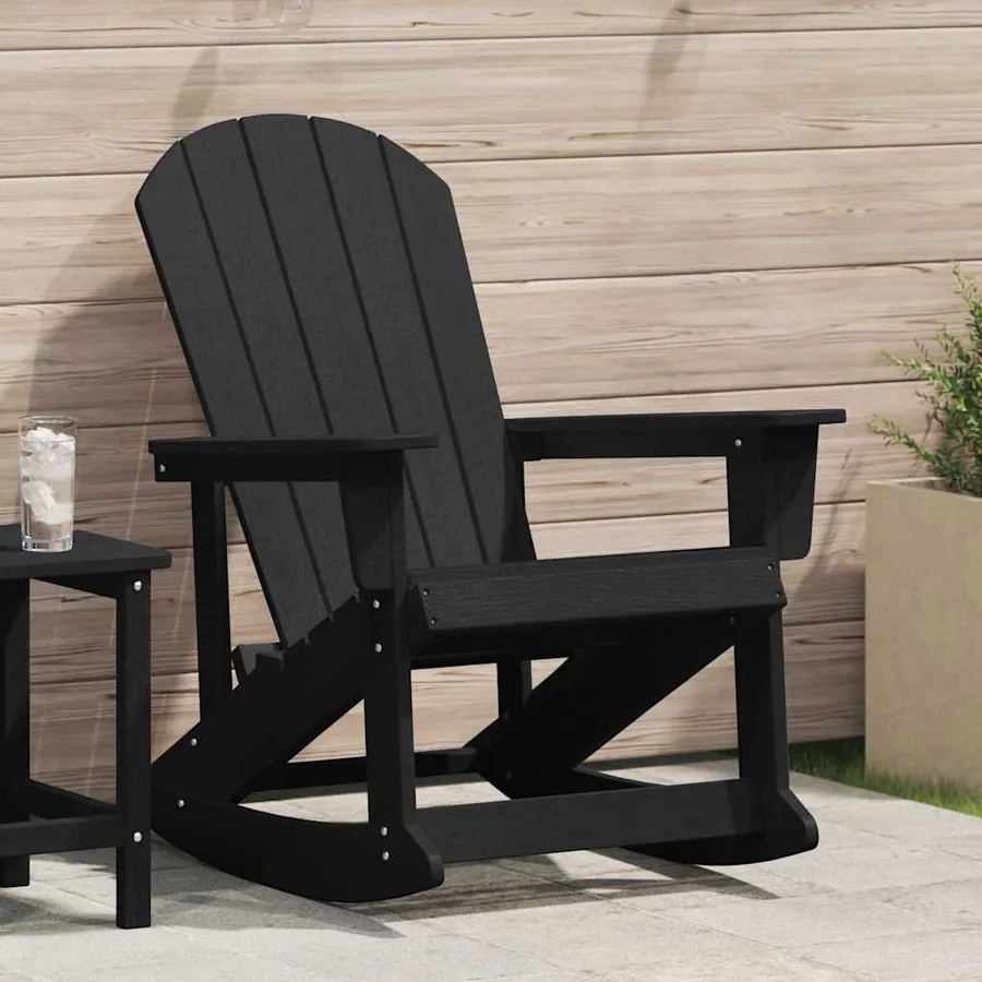 Chaise Adirondack à bascule Noir 92 x 73,5 x 92 cm HDPE