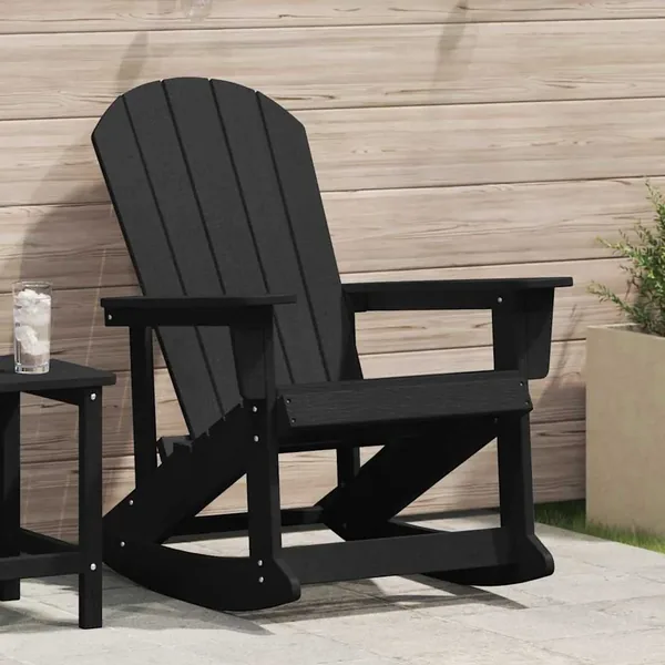 Chaise Adirondack à bascule Noir 92 x 73,5 x 92 cm HDPE