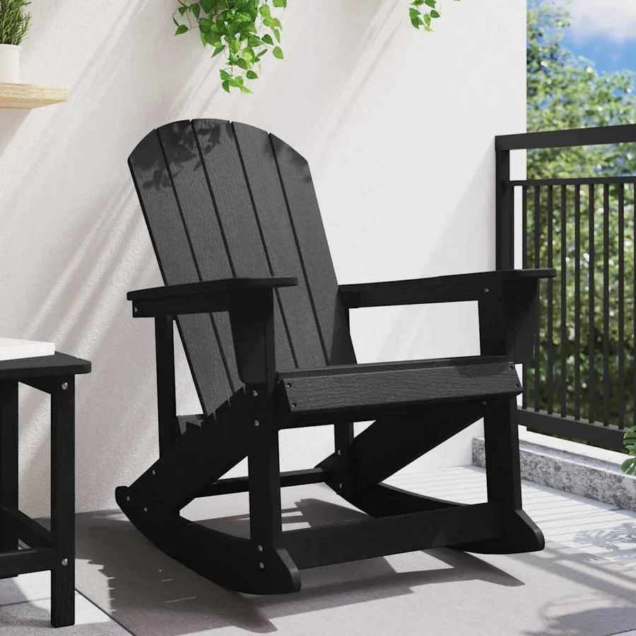 Chaise Adirondack à bascule Noir 92 x 73,5 x 92 cm HDPE - 3