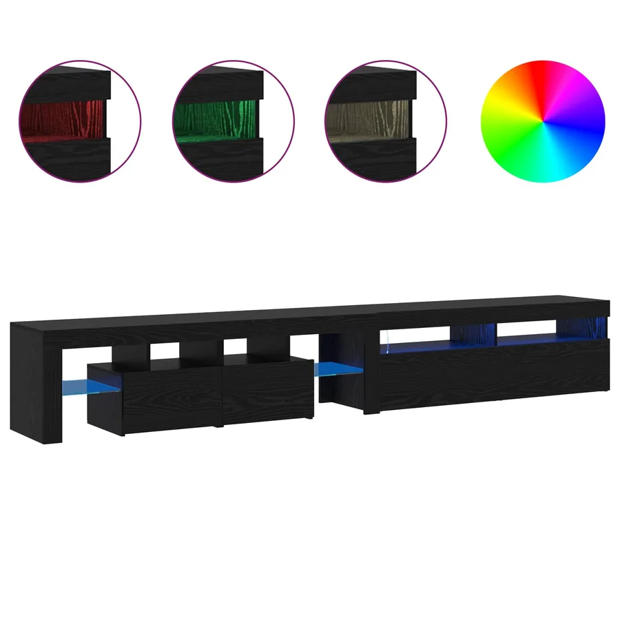 Meuble TV 2 pcs Chêne noir 260 x 37 x 40 cm Bois d'ingénierie - 4