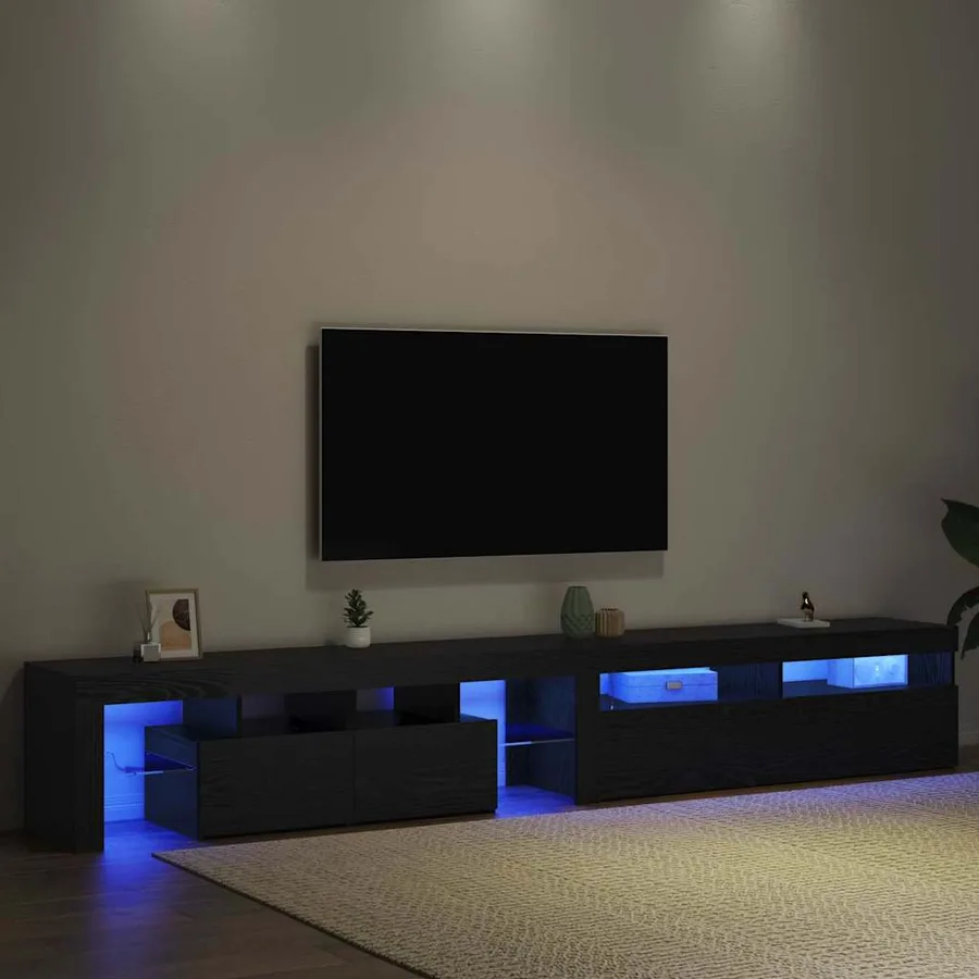Meuble TV 2 pcs Chêne noir 260 x 37 x 40 cm Bois d'ingénierie - 5