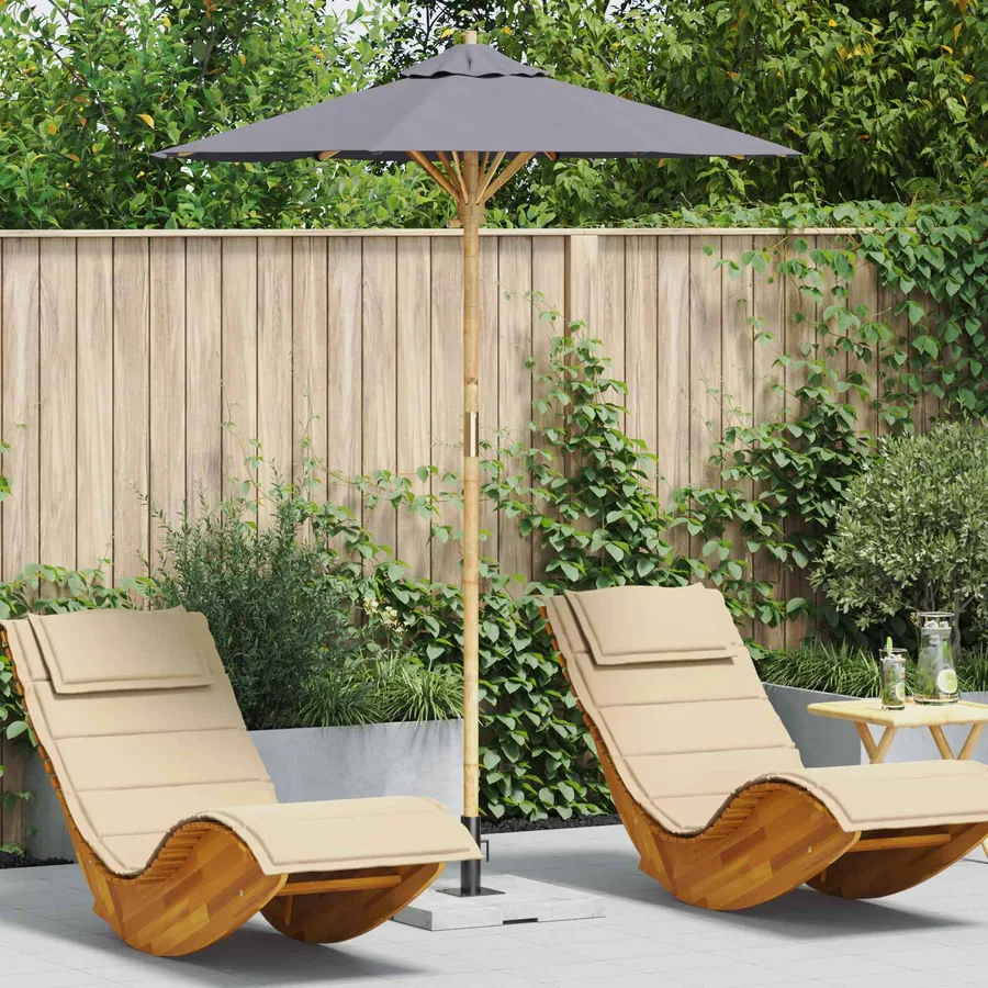 Parasol de jardin Gris foncé Ø 180 x 230 cm Bambou