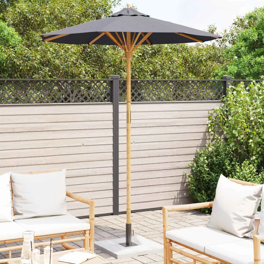 Parasol de jardin Gris foncé Ø 180 x 230 cm Bambou - 3