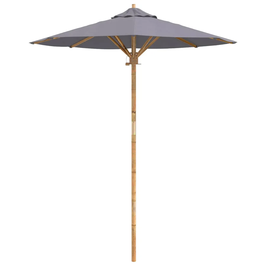 Parasol de jardin Gris foncé Ø 180 x 230 cm Bambou - 4
