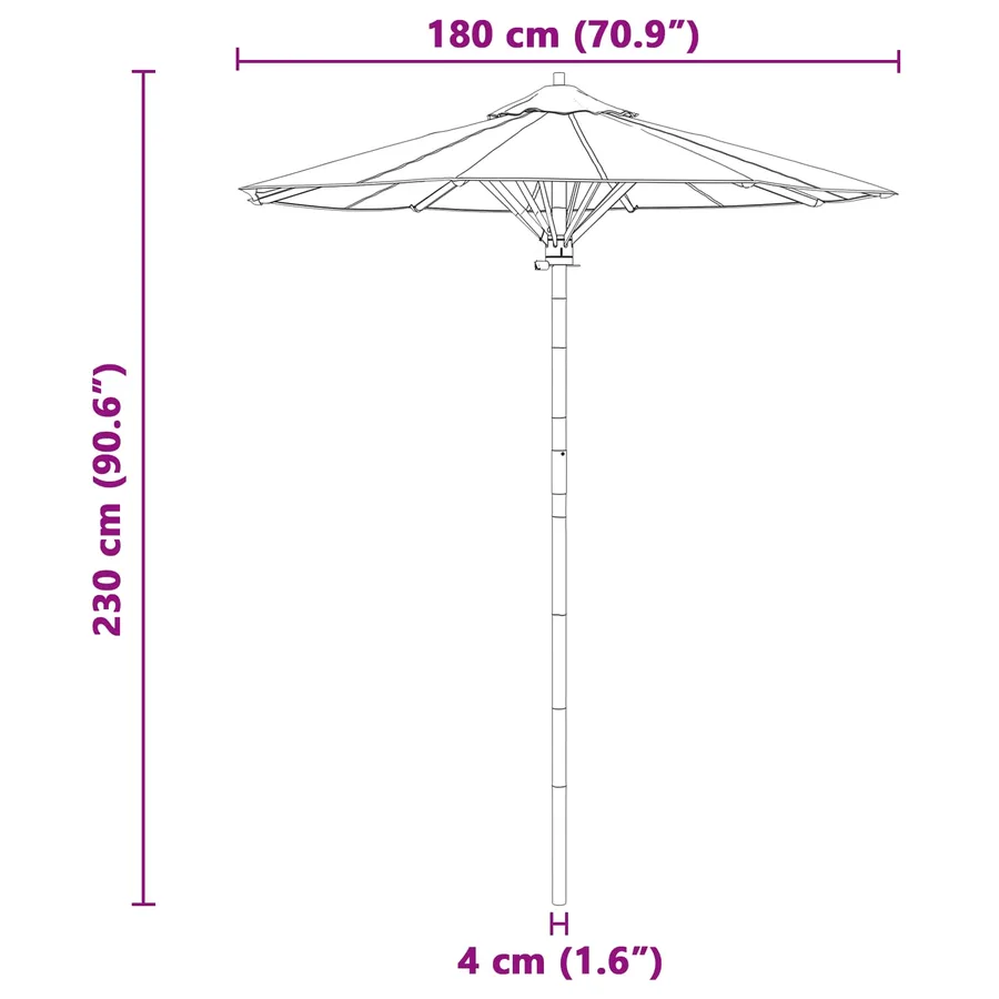 Parasol de jardin Gris foncé Ø 180 x 230 cm Bambou - 8