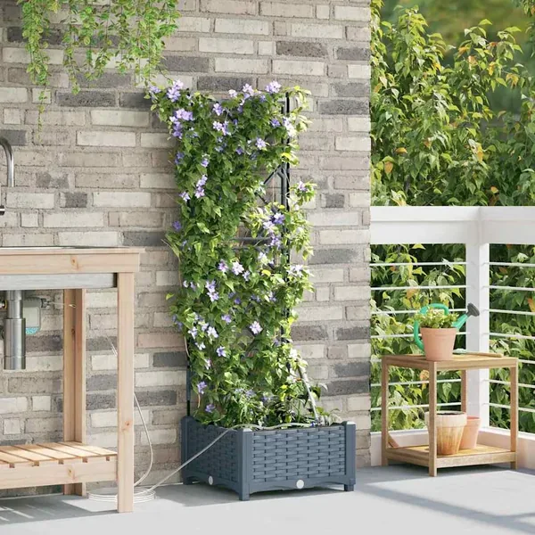 Cache-pot de jardin Gris clair 40 x 40 x 126 cm PP