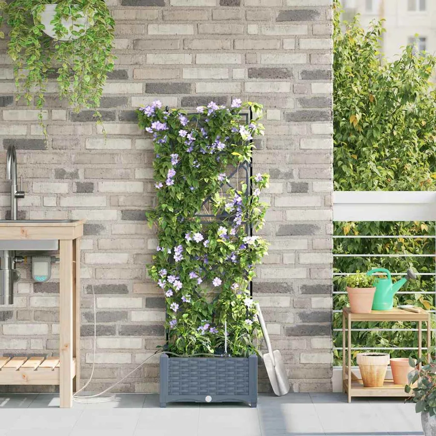 Cache-pot de jardin Gris clair 40 x 40 x 126 cm PP - 3