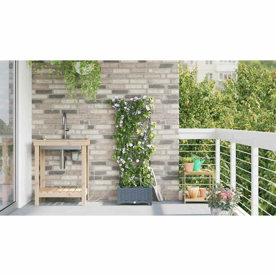 Cache-pot de jardin Gris clair 40 x 40 x 126 cm PP - 4