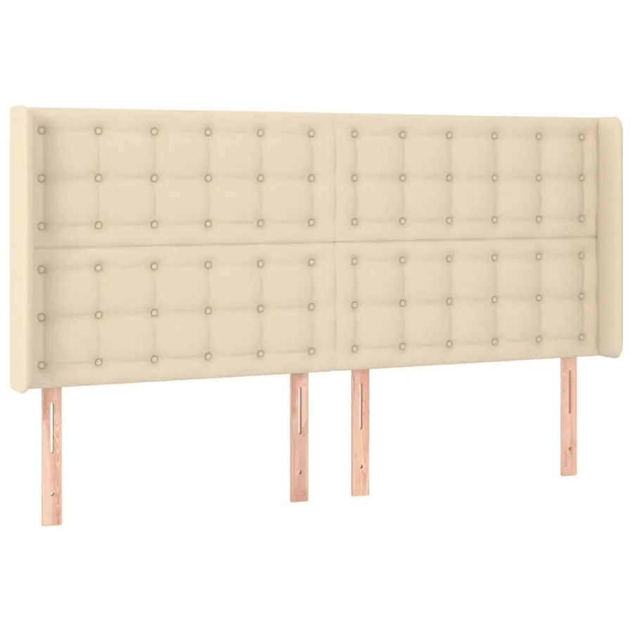 Sommier à lattes de lit matelas et LED Crème 160x200 cm Tissu - 7