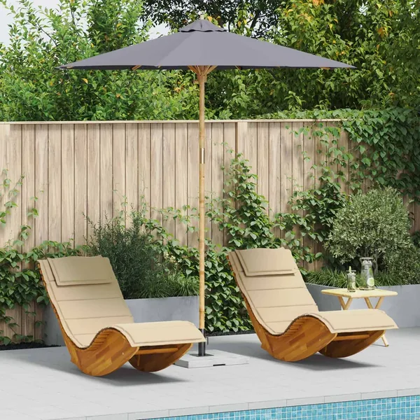 Parasol de jardin Gris foncé Ø 240 x 260 cm Bambou