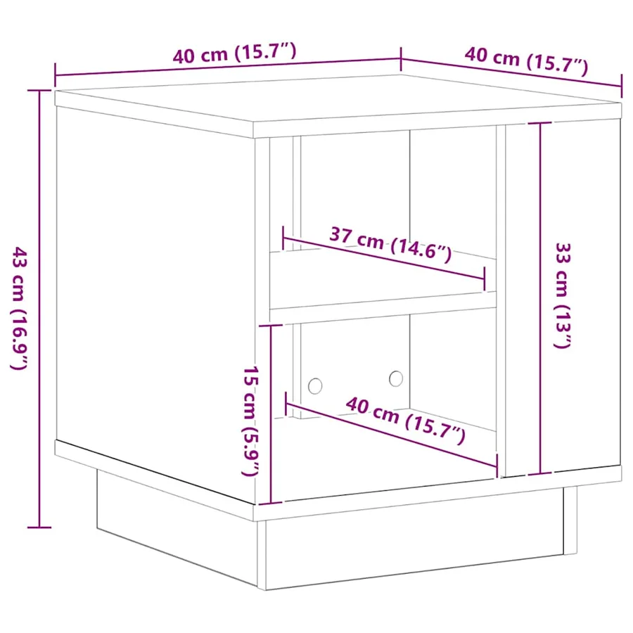 Table basse Chêne noir 40 x 40 x 43 cm Bois d'ingénierie - 10