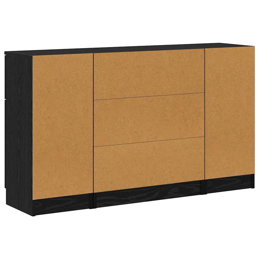 Buffet avec tiroir 3 pcs Chêne noir Bois d'ingénierie - 10