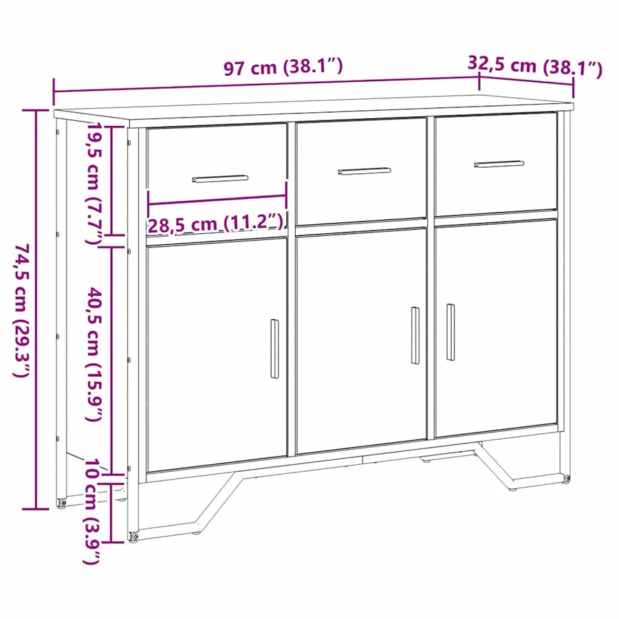 Buffet avec tiroir Bois ancien 97 x 32,5 x 74,5 cm - 12