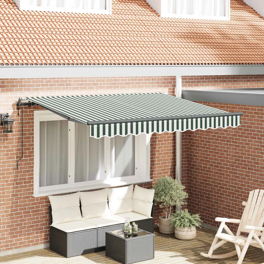 Auvent Rétractable Vert 350 x 200 cm tissu