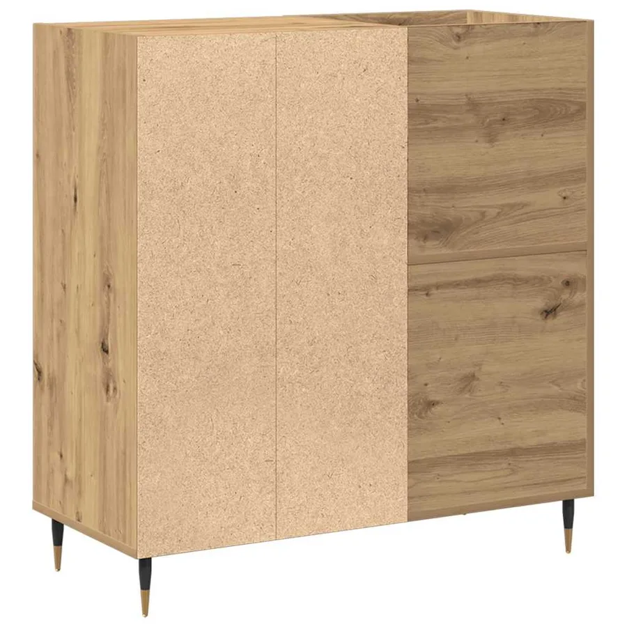 Meuble à vinyles chêne artisanal 85 x 38 x 89 cm - 7
