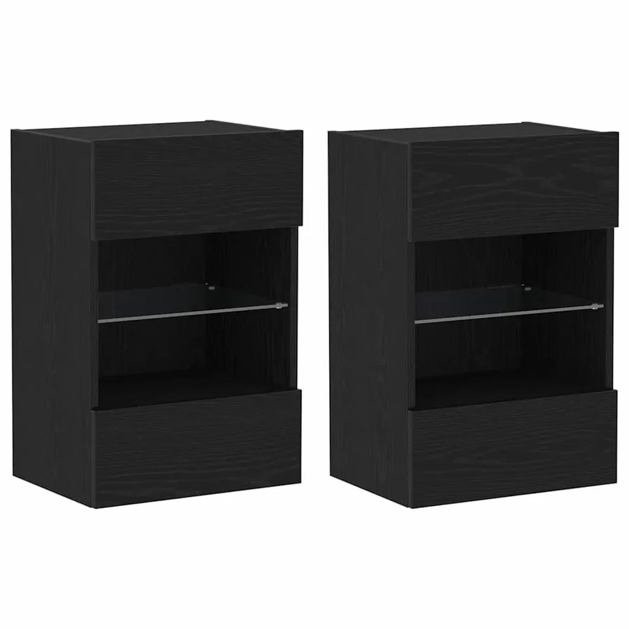 Ensemble meuble TV Montage mural 2 pcs Noir 40 x 30 x 60,5 cm - 2