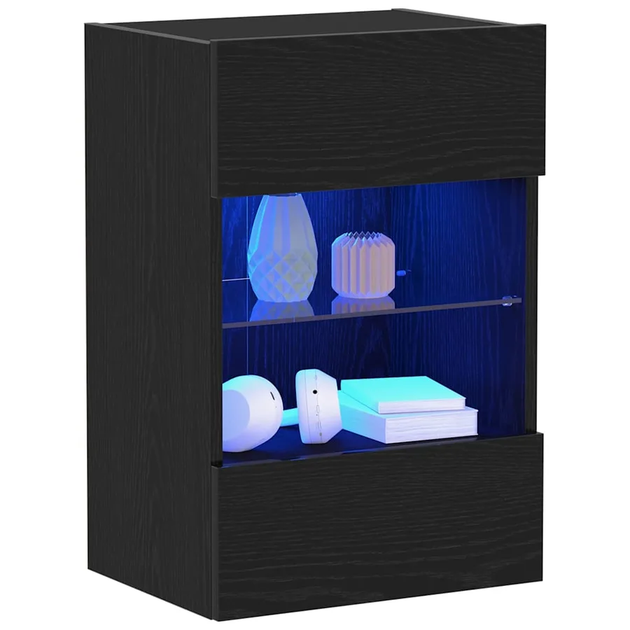 Ensemble meuble TV Montage mural 2 pcs Noir 40 x 30 x 60,5 cm - 3