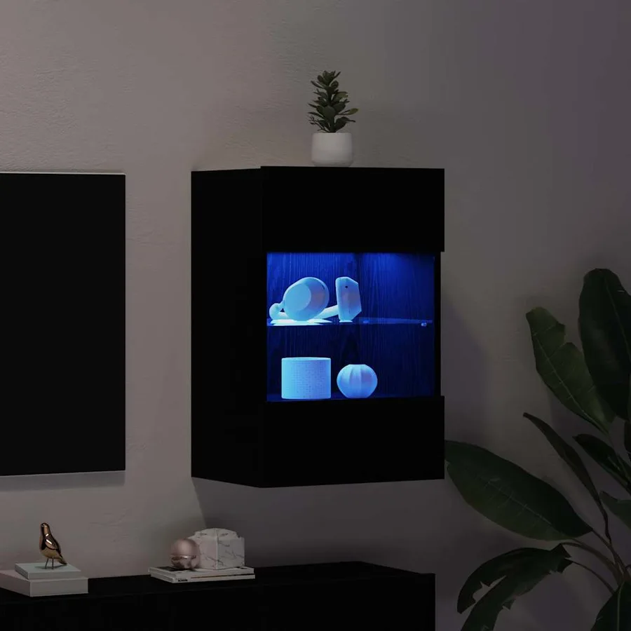 Ensemble meuble TV Montage mural 2 pcs Noir 40 x 30 x 60,5 cm - 6
