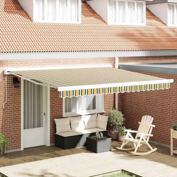 Toile de rechange pour auvent Vert et jaune 4 × 3 m Polyester