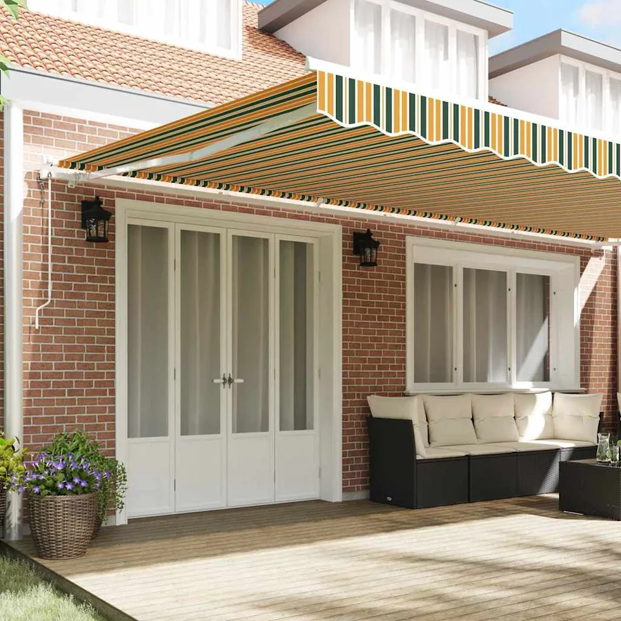 Auvent rétractable Vert et jaune 600 × 350 cm - 3