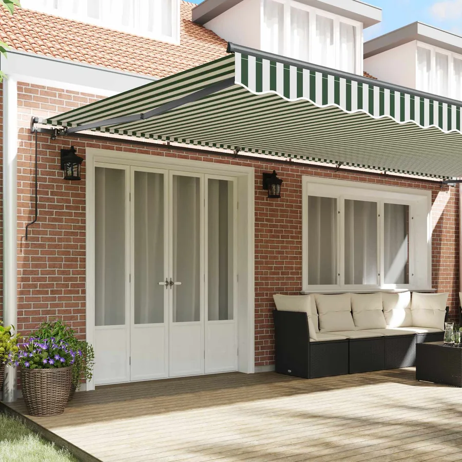Auvent rétractable Vert et blanc 600 × 300 cm - 3