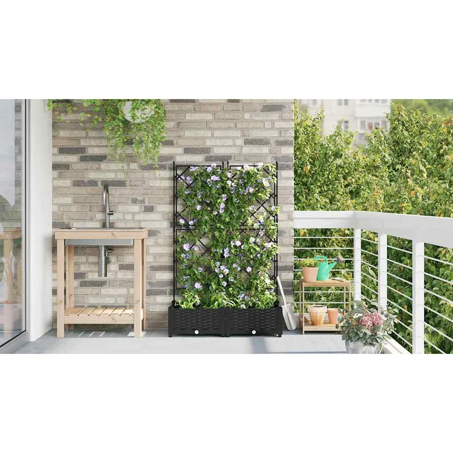 Cache-pot de jardin 2 pc Noir 80 x 40 x 125,5 cm PP - 4