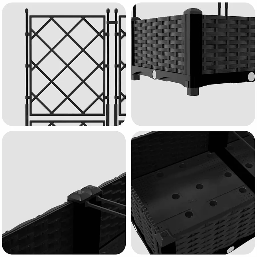 Cache-pot de jardin 2 pc Noir 80 x 40 x 125,5 cm PP - 8