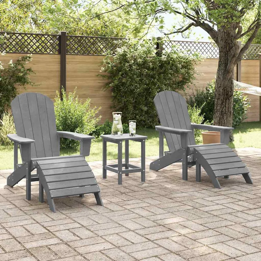 Chaise de jardin 2 pcs Gris clair 83 x 74 x 92 cm Polyéthylène - 3
