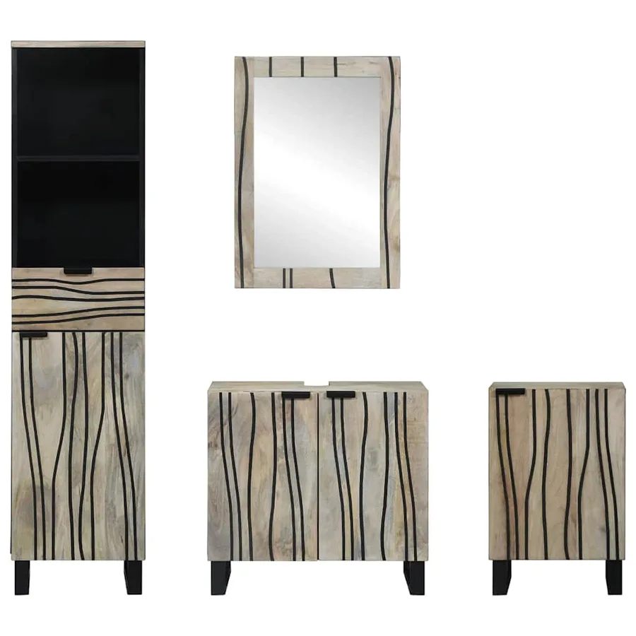 Ensemble de mobilier de salle de bain 4 pcs Brun Noyé - 7