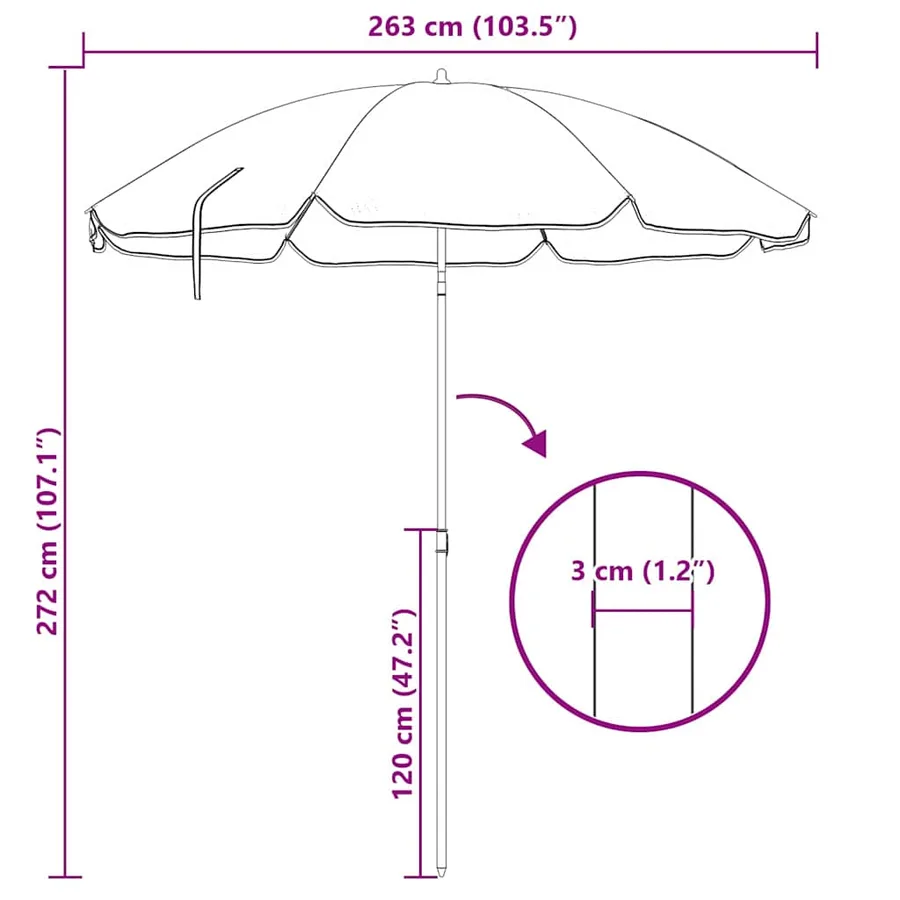 Parasol de jardin 263 x 263 x 272 cm polyester 170T Camouflage - 8