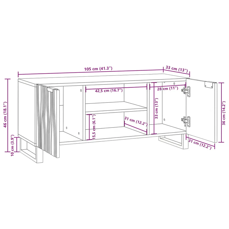 Unites TV Blanc 105 x 33 x 46 cm Bois d'ingénierie - 11