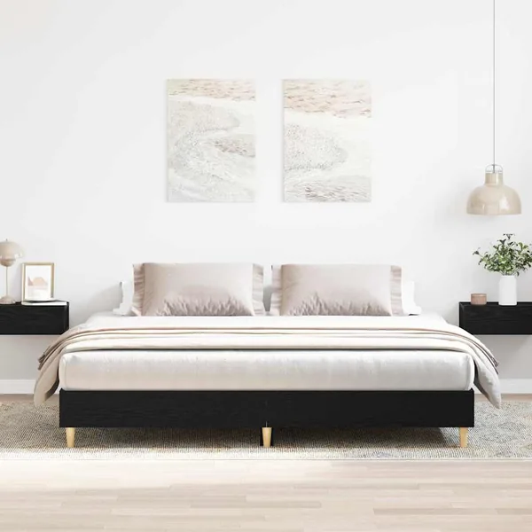 Cadre de lit Chêne noir 203 x 203 x 25 cm Bois d'ingénierie