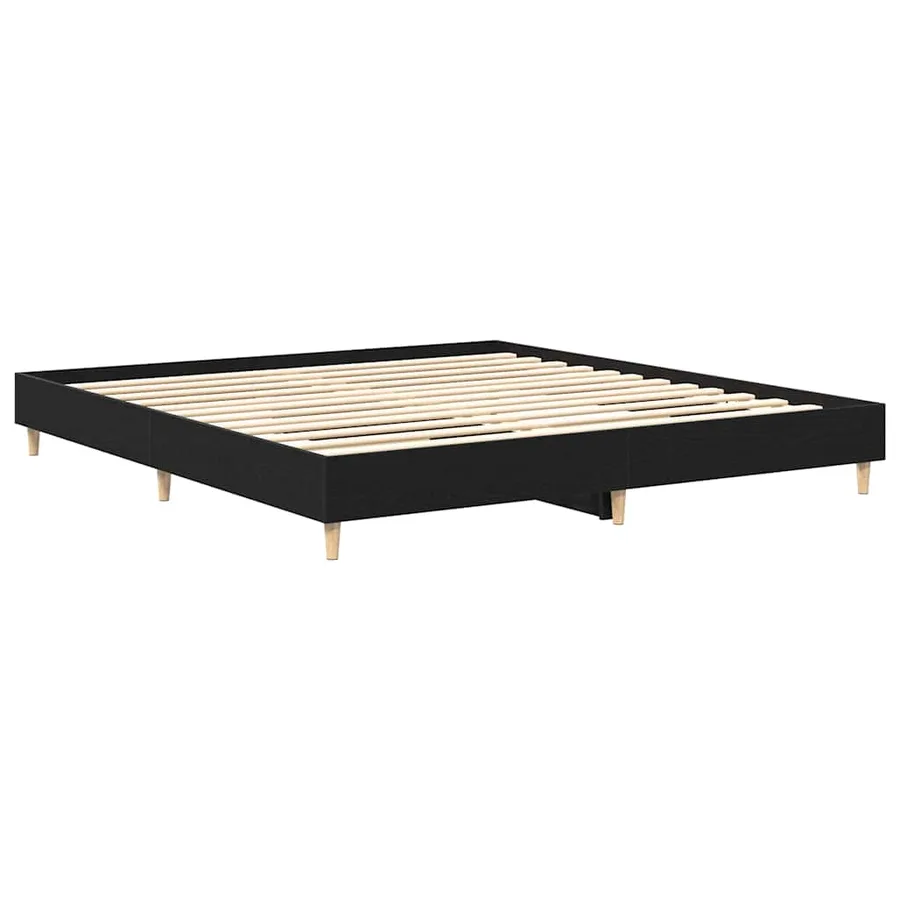 Cadre de lit Chêne noir 203 x 203 x 25 cm Bois d'ingénierie - 7