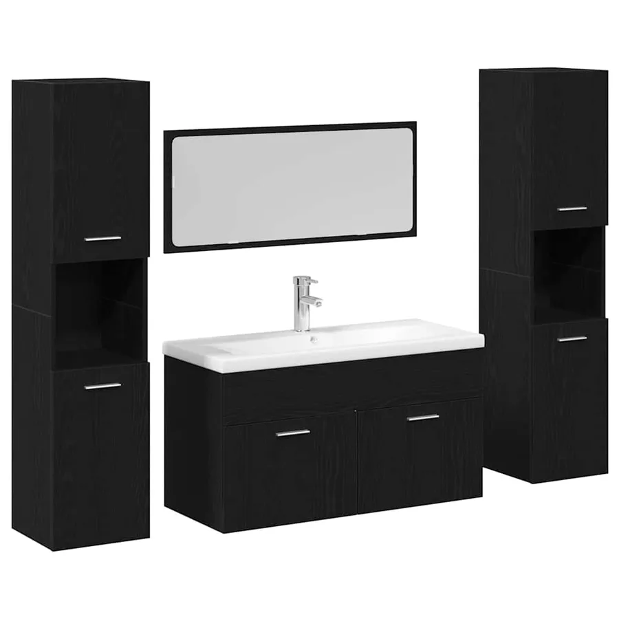 Ensemble de mobilier de salle de bain 4 pcs Chêne noir - 2
